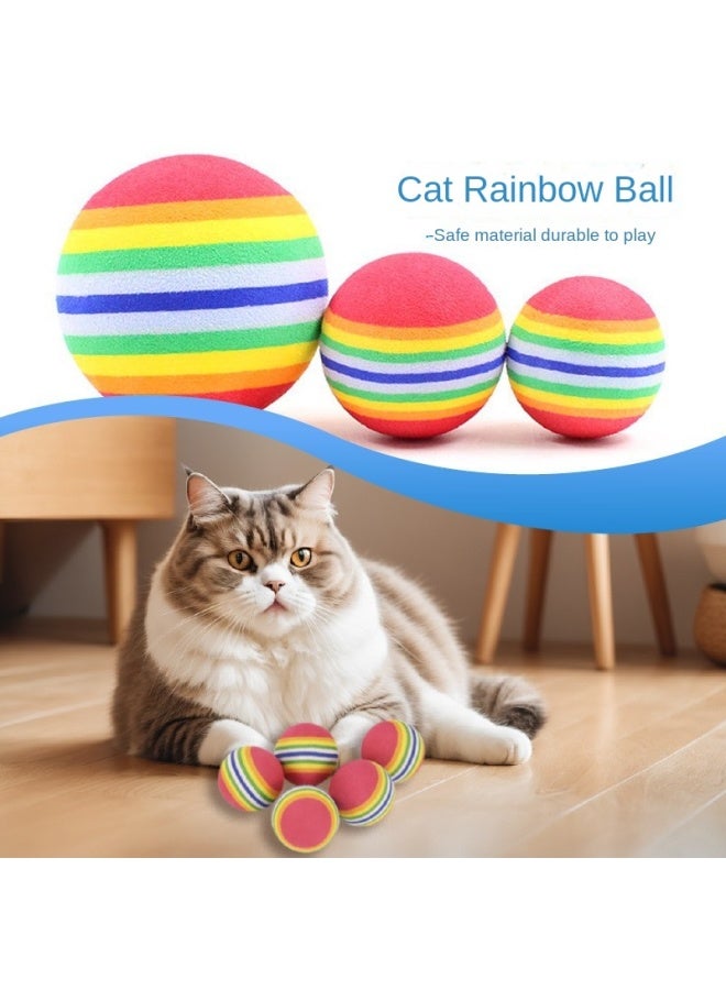 Rainbow toy ball cat solid elastic ball pet supplies kitten puppy ball toy cat ball EVA floating water - Image 2
