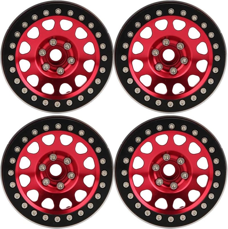 4Pcs 2 2in Metal Lock Tire Wheel Hub For 1 10 RC Rock Crawler CNC Aluminum Alloy Black Red - Image 1