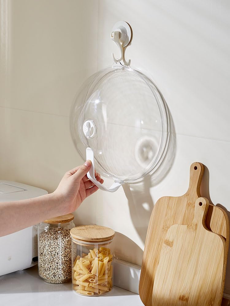 RUNZI Microwave Splatter Cover for Food,Clear Microwave Splash Guard Cooker lid with Handle,BPA-Free,Soft Plastic - Image 5