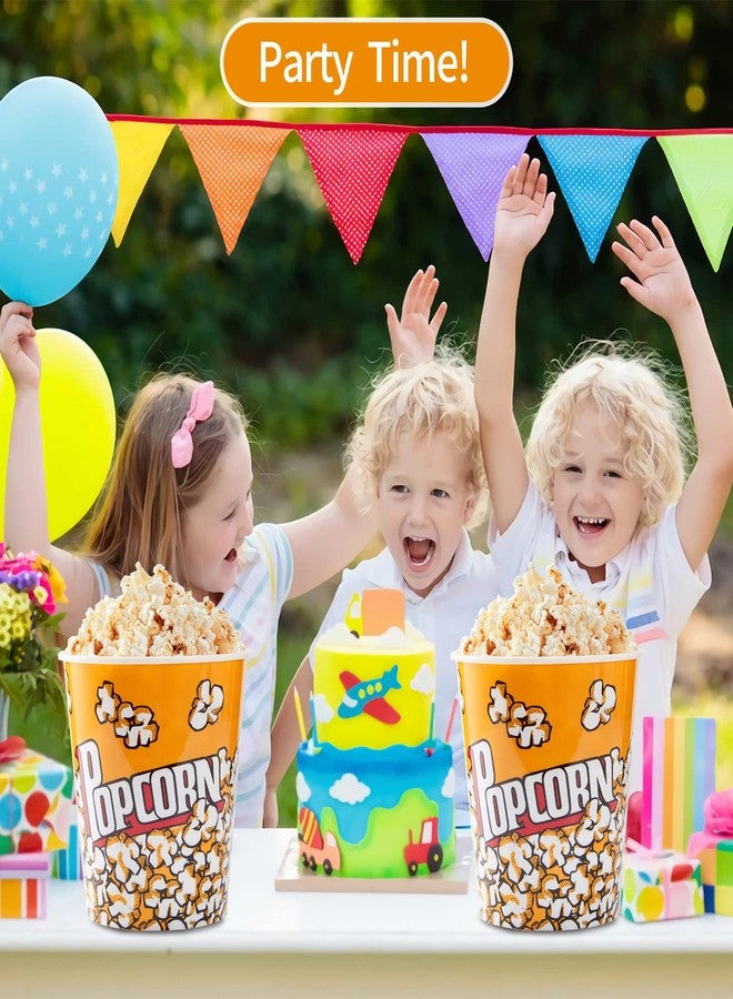 RAYMEA Plastic Popcorn Containers Retro Style Reusable Popcorn Buckets for Movie Night 7.1”x7.1”x5.1” - 2 Pack… - Image 3