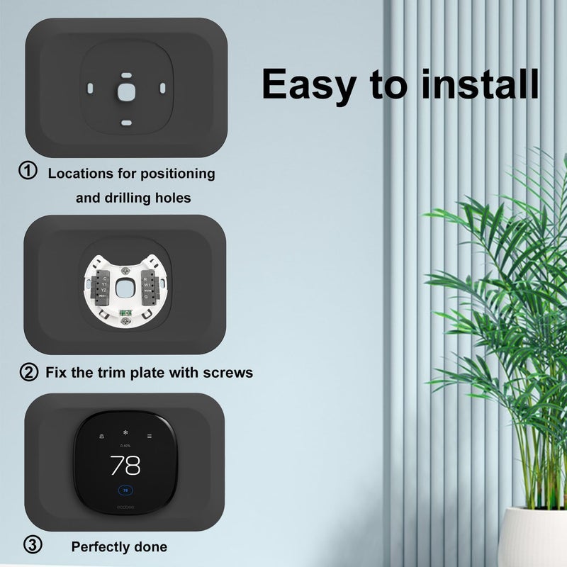 غطاء لوحة الجدار متوافق مع جهاز التحكم الذكي Ecobee Premium الجديد لعام 2022 وجهاز التحكم الذكي Ecobee Enhanced لعام 2022، ملحق لجهاز التحكم الذكي بالواي فاي القابل للبرمجة، لون أسود. - Image 5