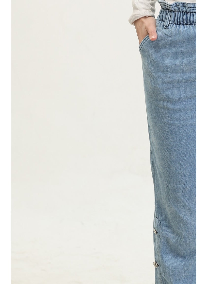 Sefa Merve - Buttoned Mom Jeans 3100131-01 Light Blue - Image 1