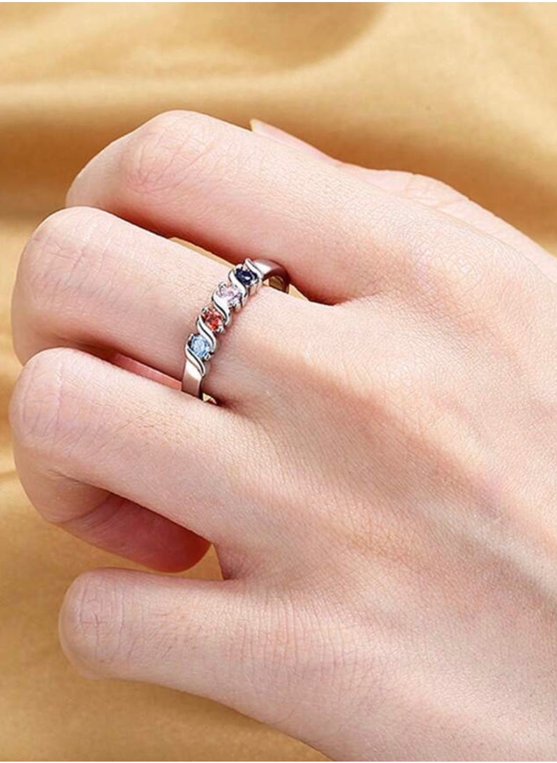 sixtyfour Elegant Stainless Steel Silver Plated Cubic Zirconia Ring For Women Size 9  - Image 1