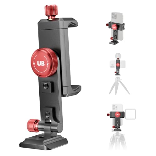 UBeesize Metal Phone Tripod Mount Cold Shoes with Arca QR Base 3 Control Knob 360 Cell Phone Tripod Adapter for iPhone Samsung Desktop Tripod Smartphone Holder for Video Streaming Vlogging Rig - Image 1