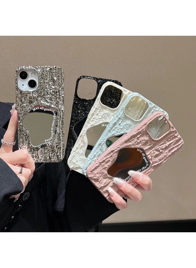 ShebSheb Rock Texture Phone Case for iPhone 15 Pro Max with Makeup Mirror - Image 4