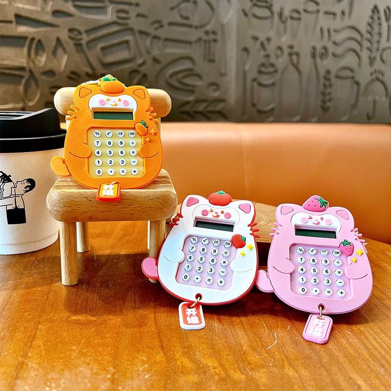 حاسبة صغيرة لطيفة على شكل قطة كرتونية، نسخة كورية، للبنات، حاسبة محمولة صغيرة، كمبيوتر مصغر - Image 3