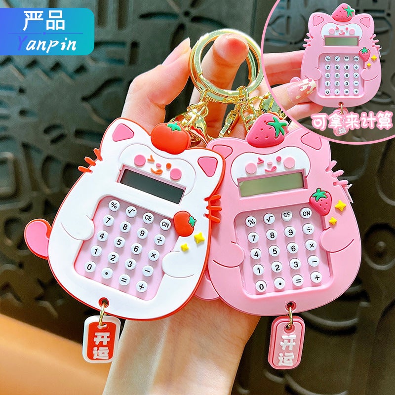حاسبة صغيرة لطيفة على شكل قطة كرتونية، نسخة كورية، للبنات، حاسبة محمولة صغيرة، كمبيوتر مصغر - Image 2