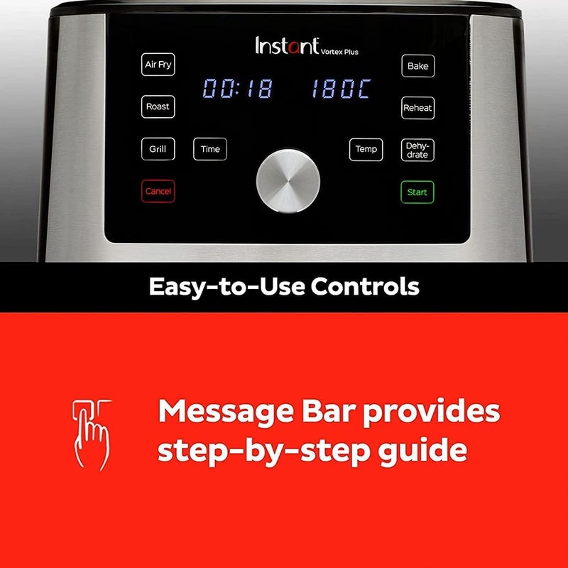 INSTANT Vortex Plus, 1600W, 3.7L Digital Single Drawer Air Fryer, Easy to Use 6 Smart Programmes - air frying, roasting, baking, dehydrating, broiling, and reheating, 2 Years Manufacturer's Warranty - Image 3