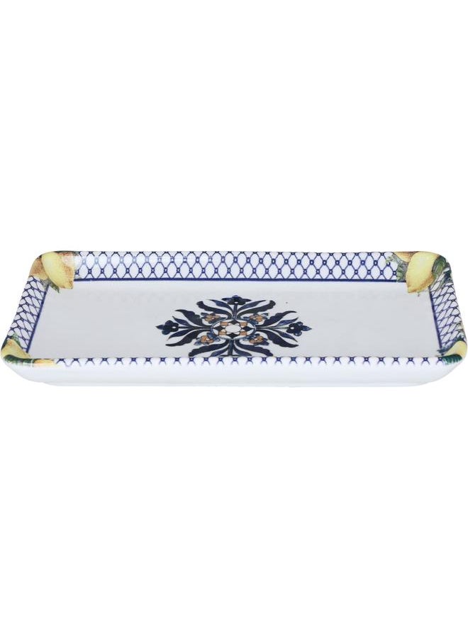 Alsaif Porcelain Serving Plate Rectangular Blue White Pattern  - Image 1