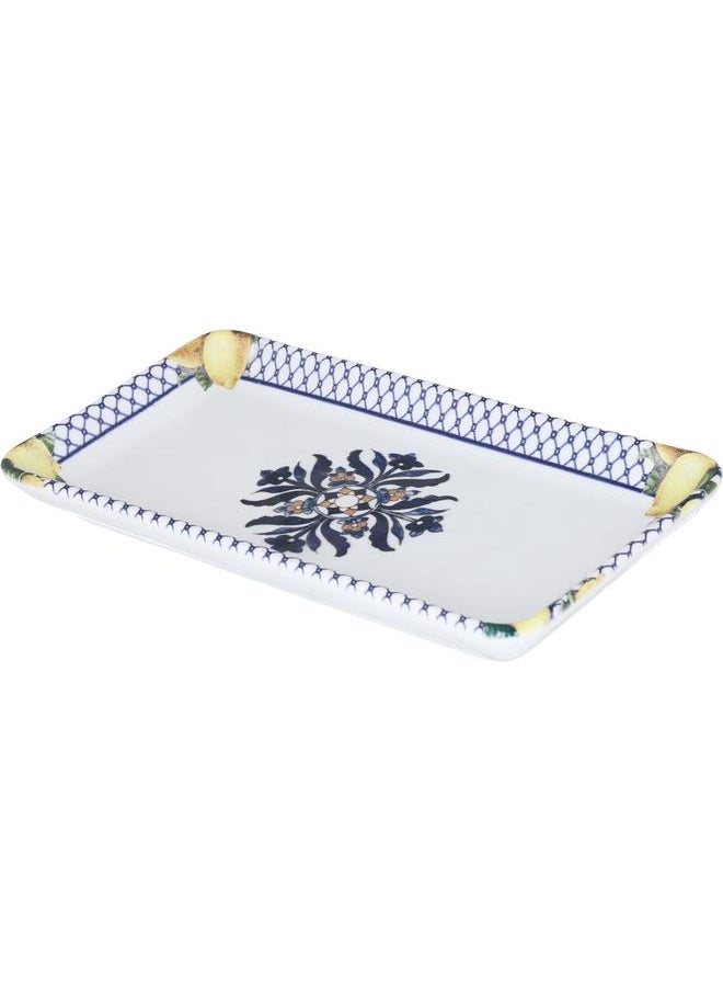 Alsaif Porcelain Serving Plate Rectangular Blue White Pattern  - Image 3