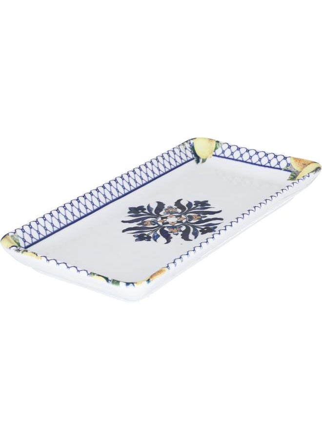 Alsaif Porcelain Serving Plate Rectangular Blue White Pattern  - Image 2