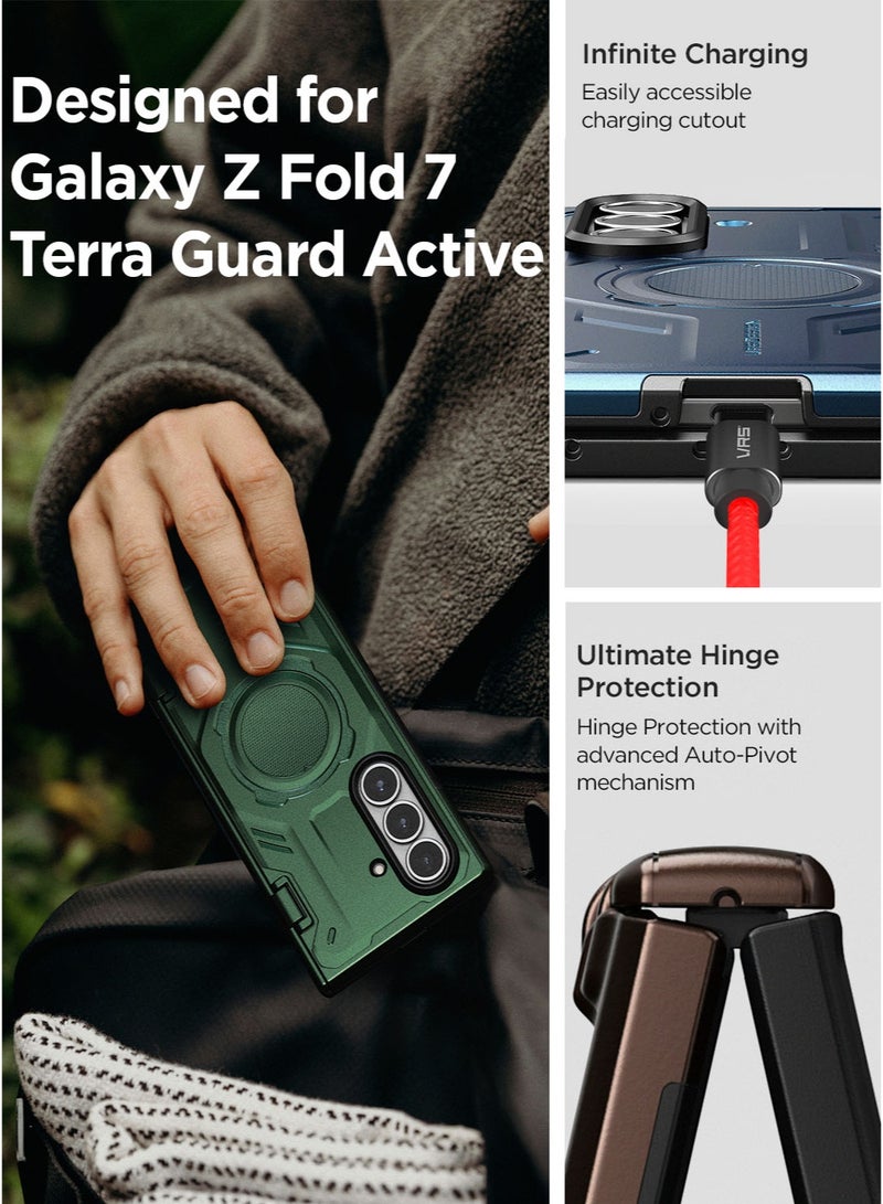 VRS Design Terra Guard Modern Active 360 Samsung Galaxy Z Fold 7 [MagSafe] Case Cover (2025) with [Built in Screen Protector] & Hinge Protection - Metallic Green  - Image 2