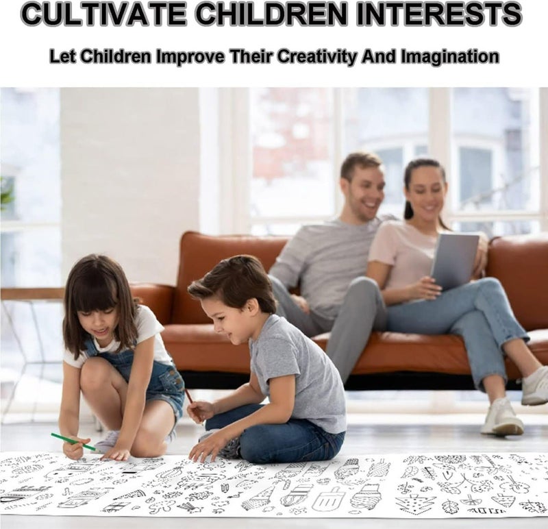 EXOMOON New for Kids Coloring Paper Roll Sheet Book Wall Stickers, 30X300 CM Large Coloring Poster for Toddlers, Art Paper Crafts Gift for Class Home Birthday Party (Animal World, 300 CM) - Image 5