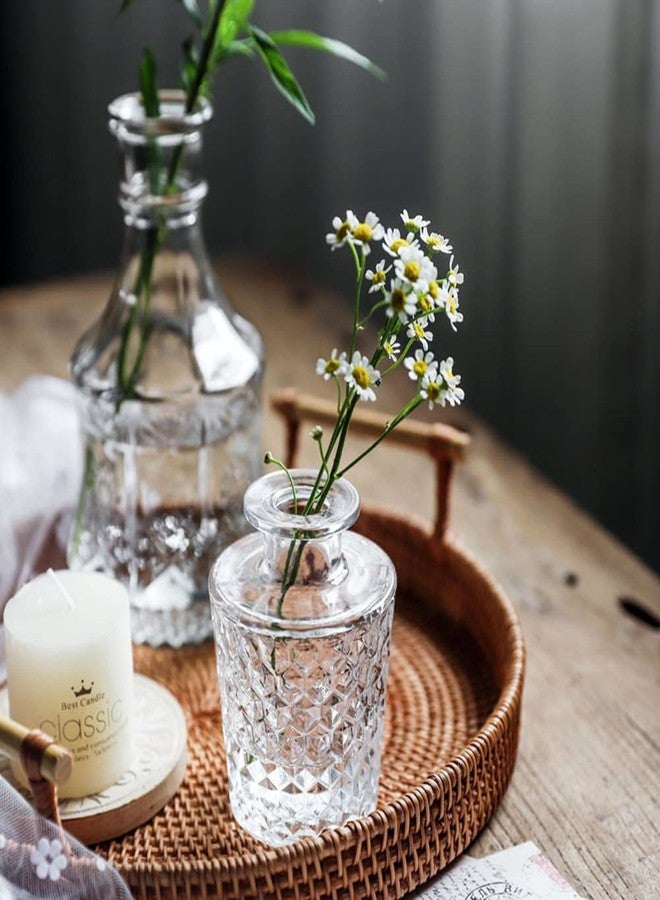 yaocoral Small Clear Glass Vase for Centerpieces,Diamond Glass Bud Vase Hydroponic Vase,Mini Table Vase Clear Flower Vase Decorative for Wedding Farmhouse Home Decor - Image 2