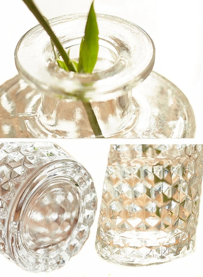 yaocoral Small Clear Glass Vase for Centerpieces,Diamond Glass Bud Vase Hydroponic Vase,Mini Table Vase Clear Flower Vase Decorative for Wedding Farmhouse Home Decor - Image 3