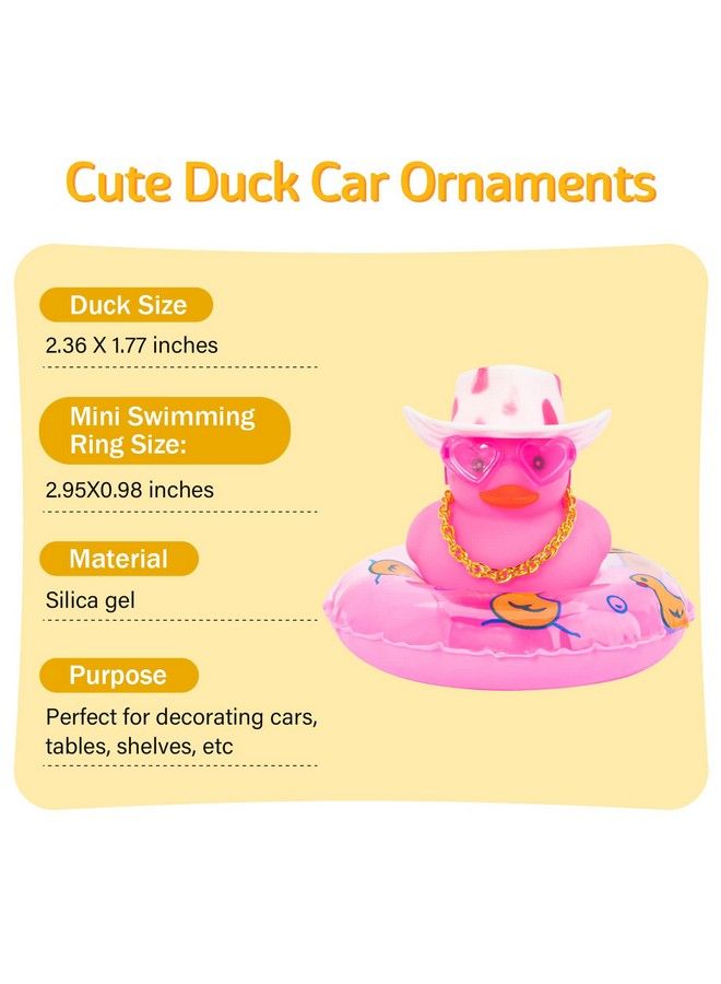wonuu 2Pcs Car Decor Rubber Ducks Cute Pink Car Accessories Rubber Duck Dashboard Decorations Rubber Ducky Dashboard Duck Car Accessories Car Duck Car Decorations Car Ducks For Dashboard - Image 3