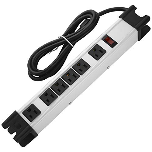 CCCEI Heavy Duty Surge Protector, 6 Outlet Industrial Power Strip with 15A, Shop Workshop Garden Metal Power Strip with 6FT Cord 1200 Joules ETL Listed. - Image 1