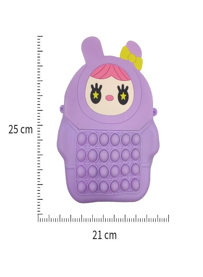 Valente Universal Cute Cartoon Silicone Zipper Purse Pouch/Side Shoulder Bag for Kids & Girls (25cm*21cm). (Purple) - Image 4