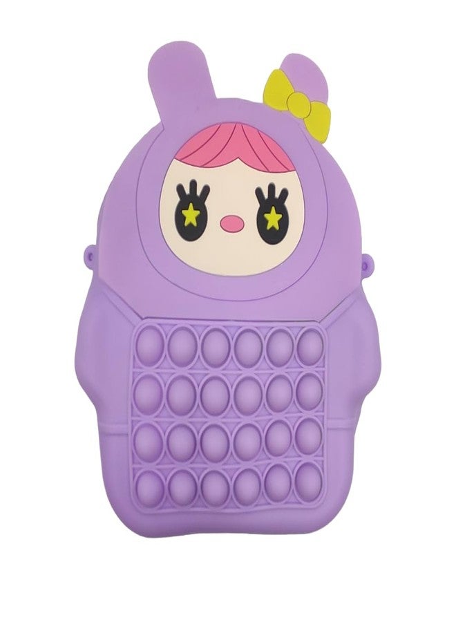 Valente Universal Cute Cartoon Silicone Zipper Purse Pouch/Side Shoulder Bag for Kids & Girls (25cm*21cm). (Purple) - Image 1