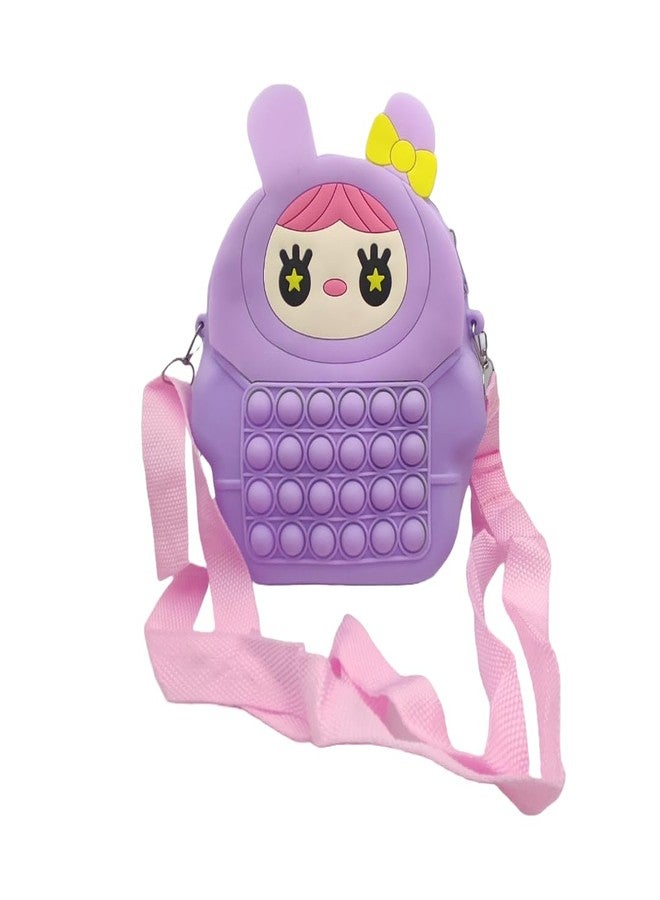 Valente Universal Cute Cartoon Silicone Zipper Purse Pouch/Side Shoulder Bag for Kids & Girls (25cm*21cm). (Purple) - Image 2