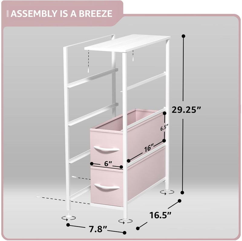 Sorbus Kids Narrow Dresser with 4 Drawers - Vertical Slim Storage Chest of Drawers with Steel Frame, Wood Top & Easy Pull Fabric Bins for Small Spaces, Closets, Bedroom, Bathroom & Laundry - Image 4