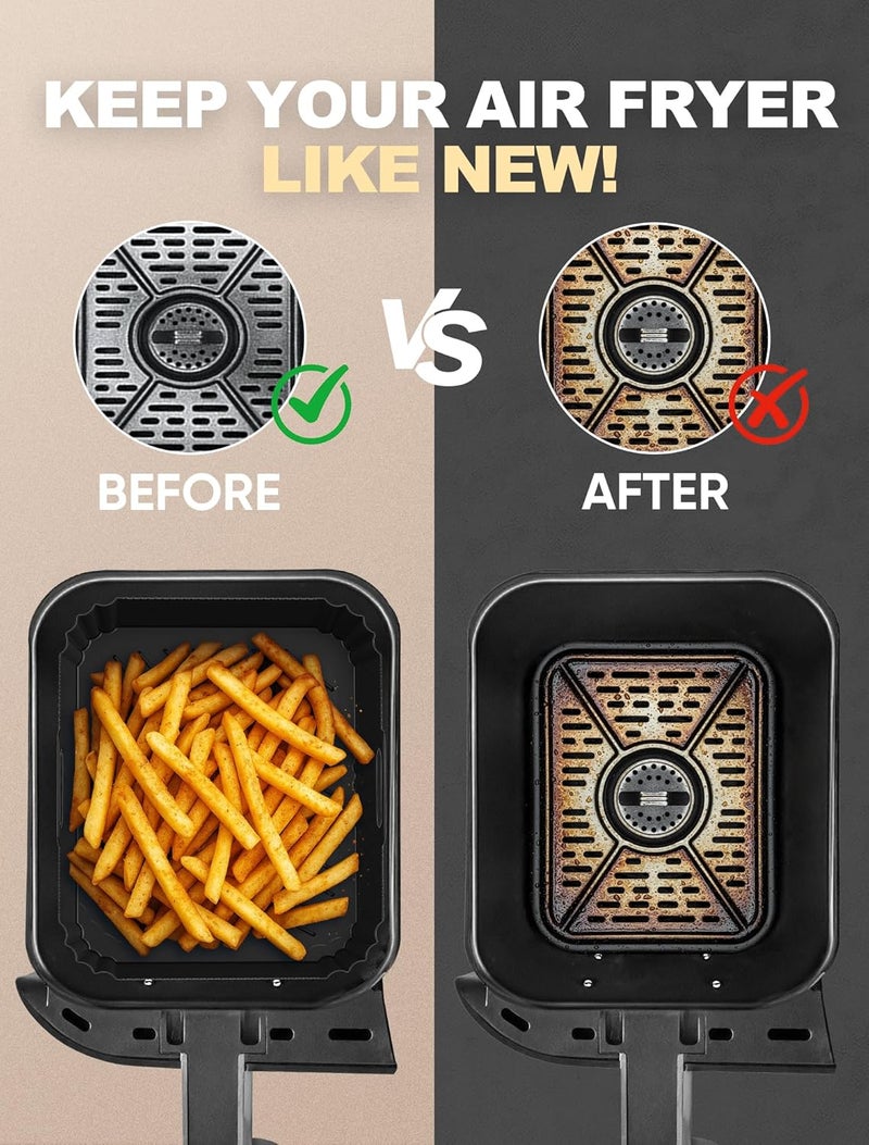 بطانة قلاية الهواء السيليكونية لـ Tefal سعة 8.3 لتر مزدوجة، ملحقات قلاية الهواء لـ Tefal Easy Fry سعة 8.3 لتر، Lakeland Air Fryer سعة 8 لتر، Tower T17099 سعة 5.2 لتر/3.3 لتر و Salter EK5729 درج مزدوج سعة 5.5 لتر/3.5 لتر (قطعتان أسود) - Image 3