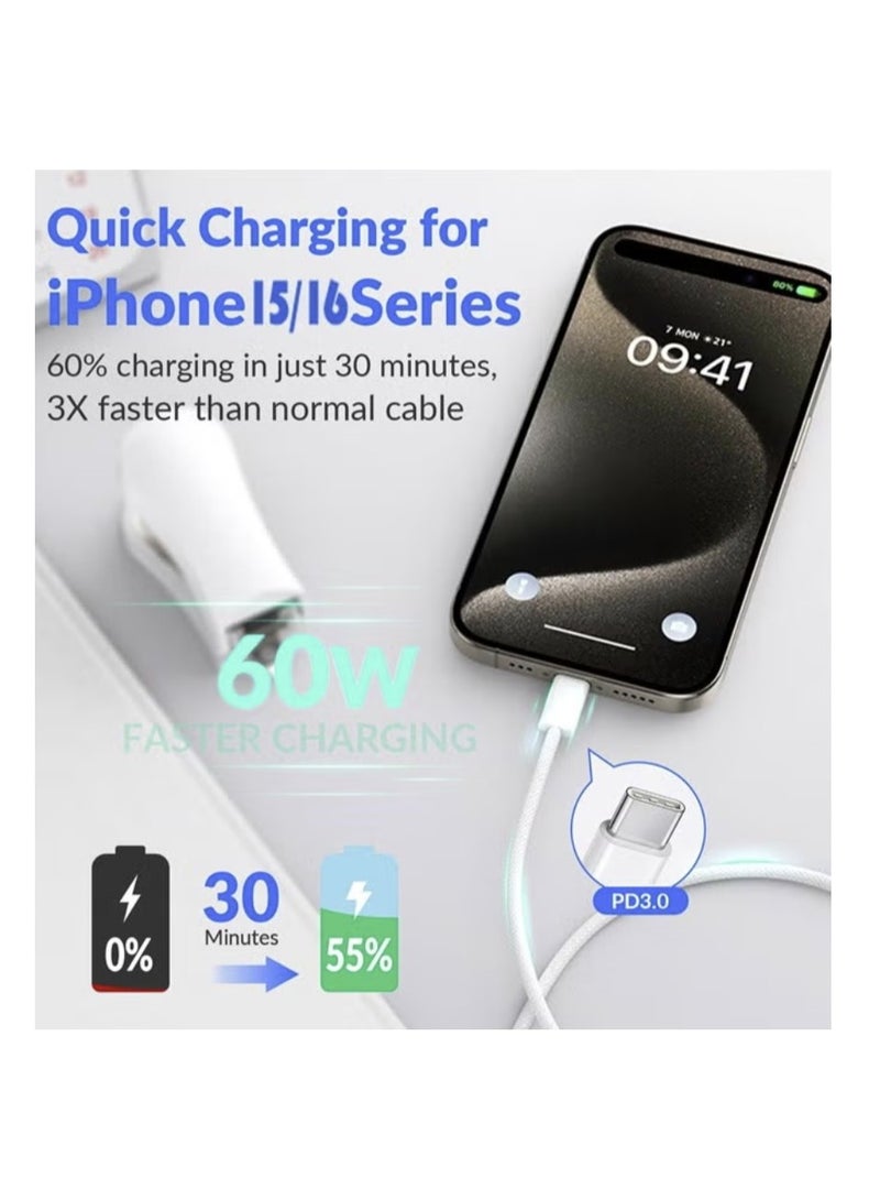 USB type C To type-C Super Fast Charging Cable 1M 60W For iPhone 16/15, iPad, iPad mini 7, MacBook Pro, Samsung S25 Ultra/S24/23/, Huawei P70  - Image 4