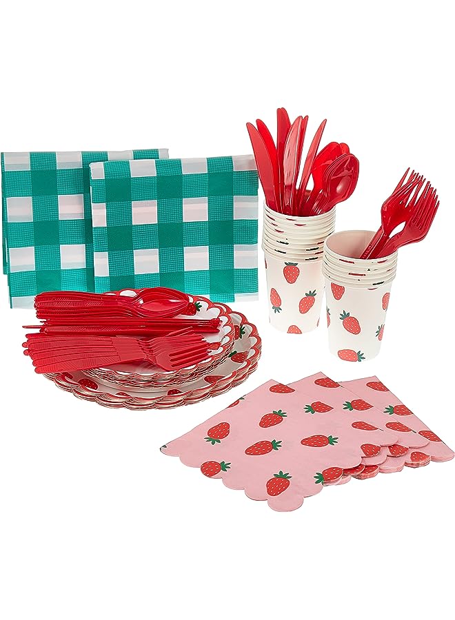 Raxoom Party Popper Strawberry Themed Party Tableware Set - Image 1