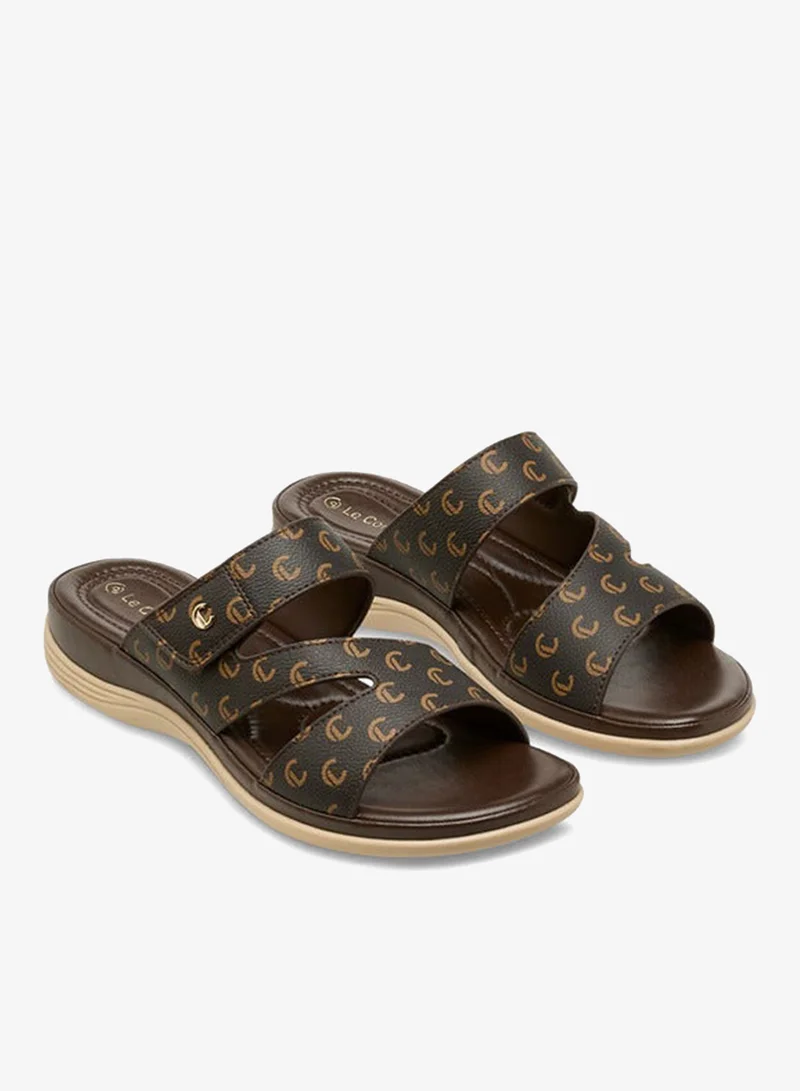 Le Confort Women Monogram Print Slide Sandals