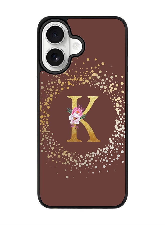 Stylizedd iPhone 17 Case, [Compatible with MagSafe] Slim Magnetic cover Phone Case iPhone 17 -Custom Monogram Floral - K  (Brown ) - Image 1