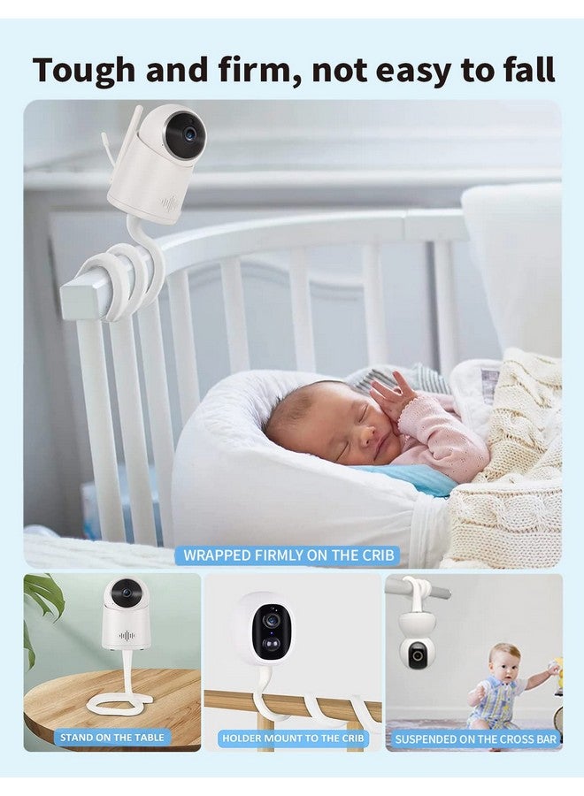 Tonton حامل كاميرا مراقبة الأطفال العالمي للسرير متوافق مع Arlo وOwlet وGoodbaby والمزيد مع ثقب مل threaded 1/4، قاعدة قابلة للتعديل لمراقبات HelloBaby وVtech وMotorola، لا حاجة لأدوات (أبيض) - Image 4