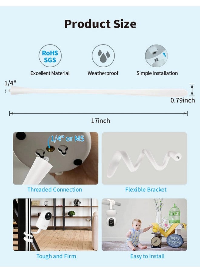 Tonton حامل كاميرا مراقبة الأطفال العالمي للسرير متوافق مع Arlo وOwlet وGoodbaby والمزيد مع ثقب مل threaded 1/4، قاعدة قابلة للتعديل لمراقبات HelloBaby وVtech وMotorola، لا حاجة لأدوات (أبيض) - Image 5