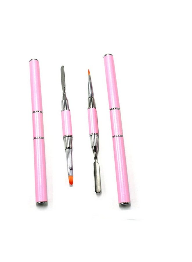 Aliotech 2 Pack Of Polygel Brush And Picker Dualended 2 In 1 Design Stainless Steel Gel Nail Brush Polygel Slice Tool For Polygel Uv Gel Acrylic Nails Extension Quick Building Gel(Light Pink) - Image 1