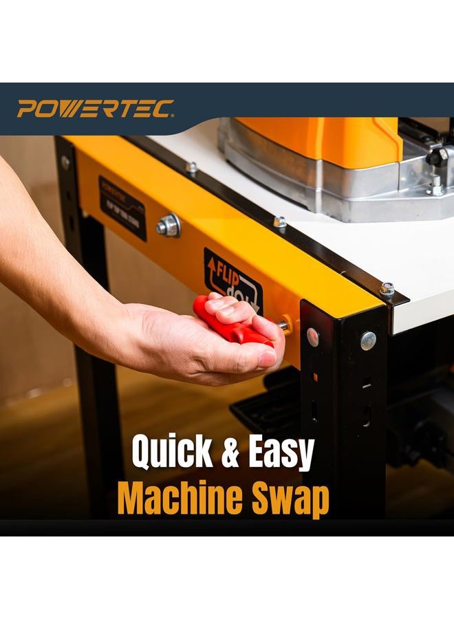 POWERTEC Flip Top Tool Stand with Caster Wheels - Mobile Workbench with 300lb Capacity, for Benchtop Power Tools, Heavy Duty (UT1012) - Image 3