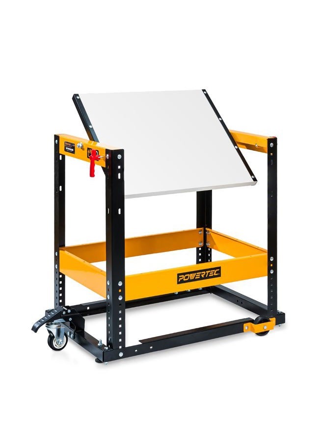POWERTEC Flip Top Tool Stand with Caster Wheels - Mobile Workbench with 300lb Capacity, for Benchtop Power Tools, Heavy Duty (UT1012) - Image 1