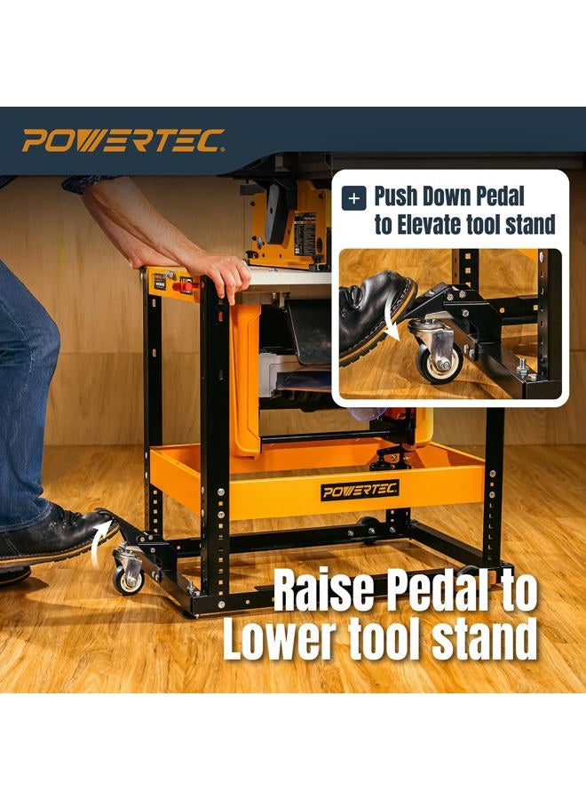 POWERTEC Flip Top Tool Stand with Caster Wheels - Mobile Workbench with 300lb Capacity, for Benchtop Power Tools, Heavy Duty (UT1012) - Image 5