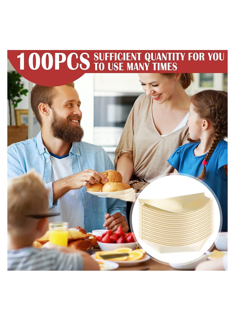 SYOSI 100Pcs Wood Serving Boats Disposable Bamboo Wood Boats Dishes Plates Wooden Snack Bowls Food Serving Tray Japanese Sashimi Sushi Boat Light Brown for Party Foods Snacks Canap Large - Image 3