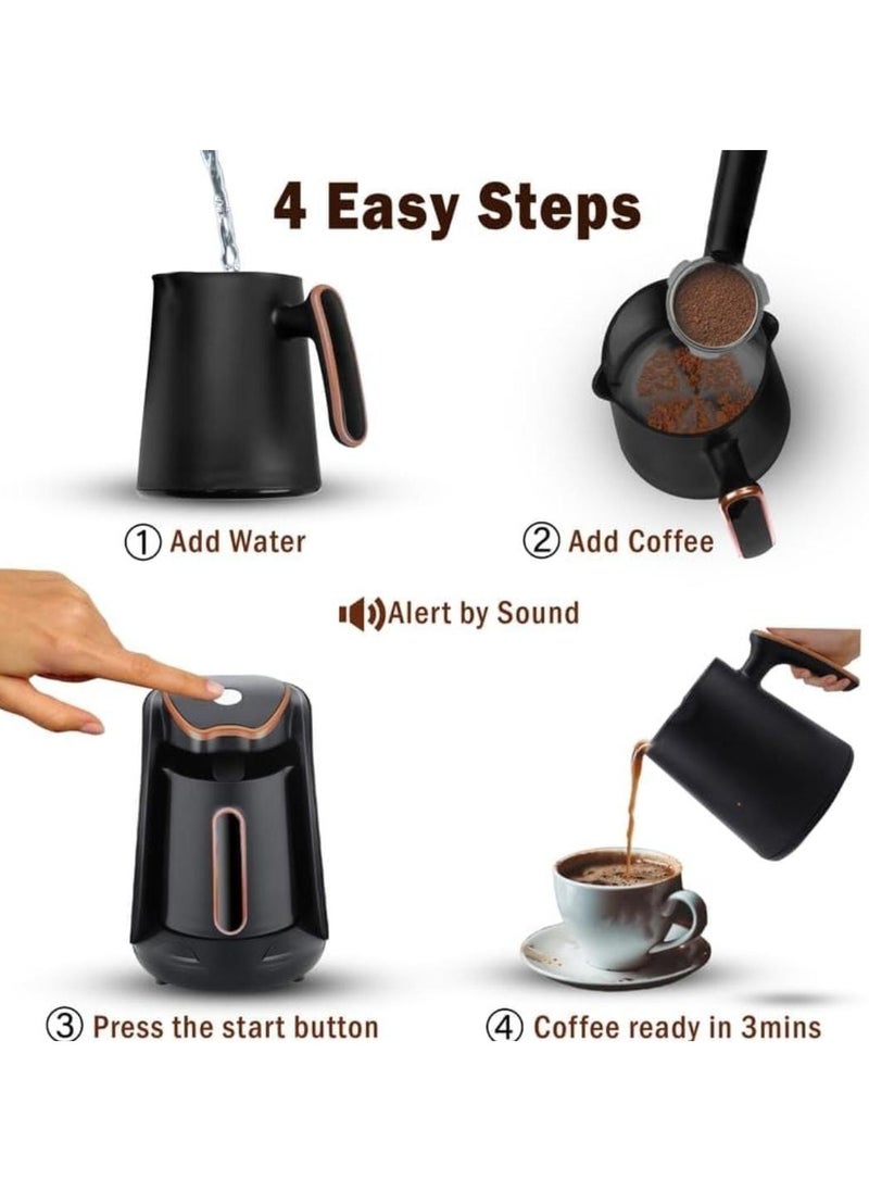 Generic Automatic Turkish Coffee Maker 250ml 4 Cup Electric Coffee Pot Fast & Easy Turkish Coffee Machine with One Touch Operation Perfect for Authentic Coffee at Home  - Image 4