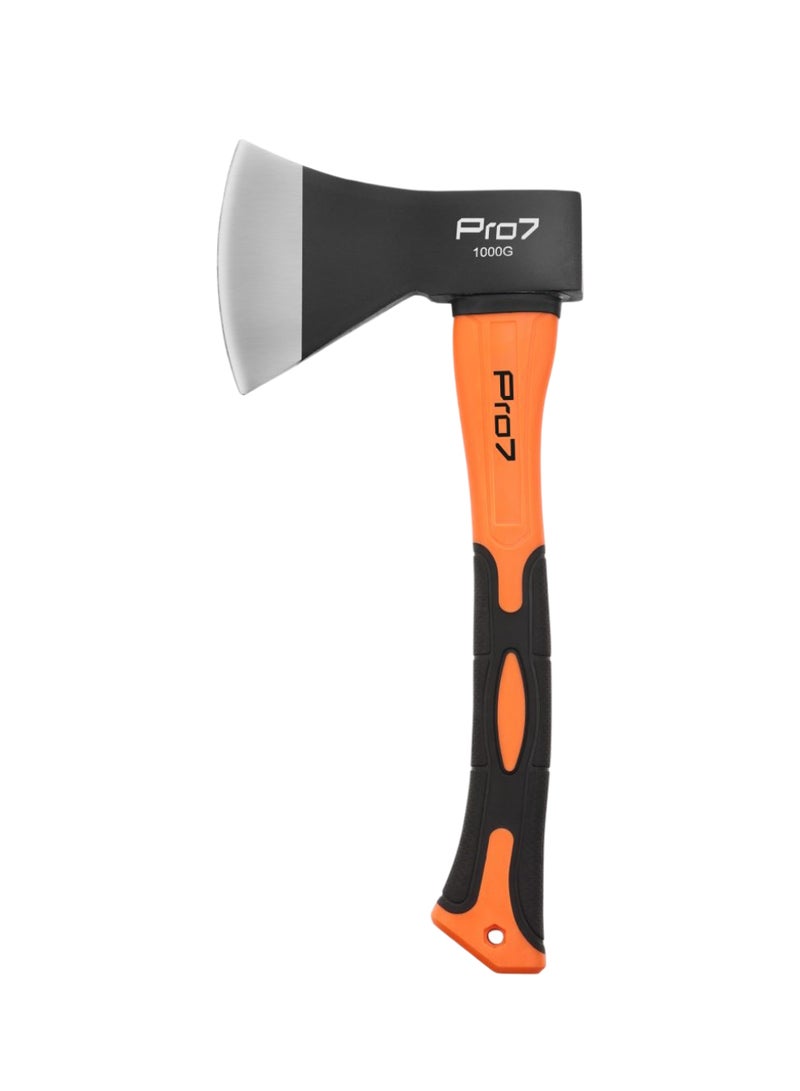 LAWAZIM Pro7 Axe with Fiber Handle -1000g- Lightweight Wood Chopping and Camping Axe with Anti-Slip Grip, Shock-Absorbing Fiberglass Handle & Rust-Resistant Head for Gardening, Firewood & Outdoor Use - Image 1