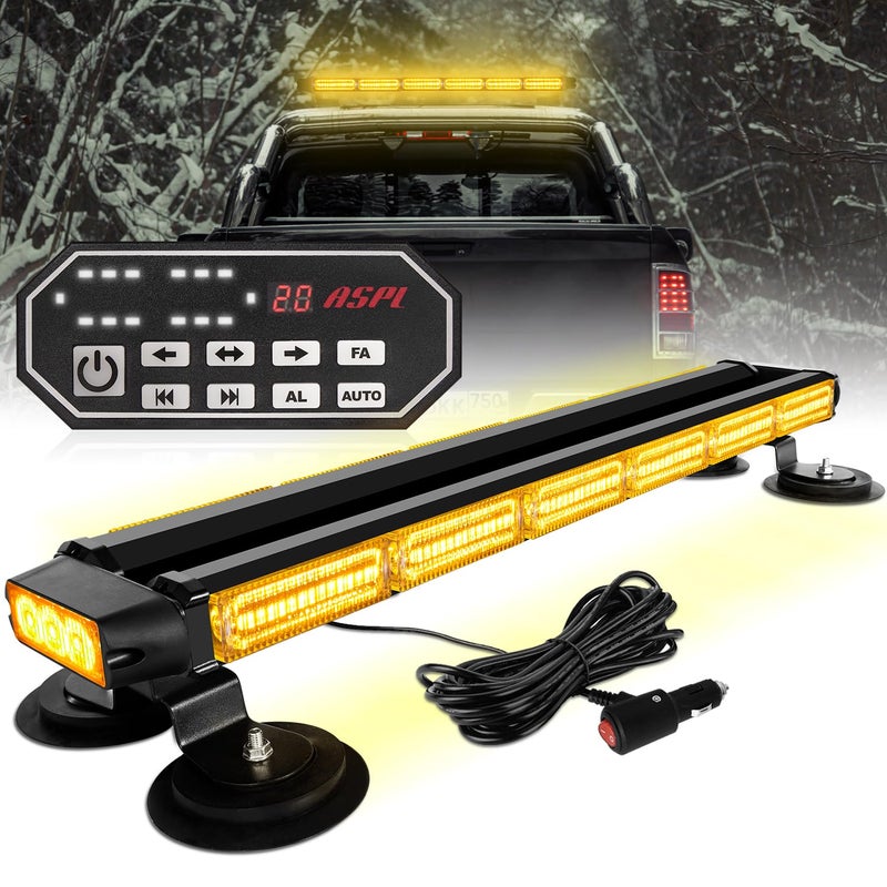 أضواء سطوع الطوارئ السقفية ASPL 26 بوصة 126 LED مع وحدة تحكم مزدوجة الجانب تحذير خطر مصابيح وميض لمركبات الشاحنات وسحب المركبات