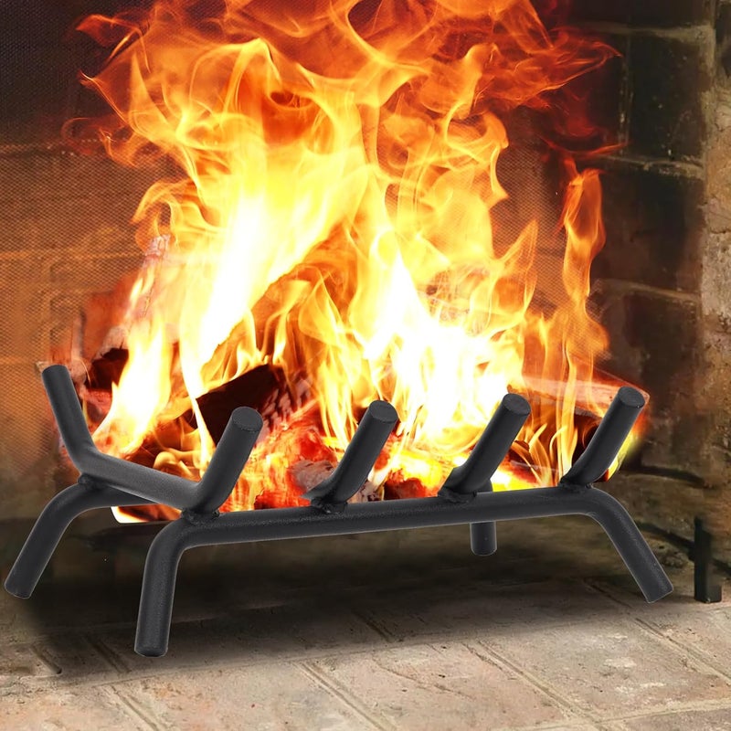 إسكدنيا Fireplace Grate 14inch Heavy Duty - Fireplace Log Holder | Fire Place Grate Cast Iron | Wood Stove Wrought Rack | Firewood Log Fire Pit Tray for Indoor  Outdoor Kindling Tool Camping - Image 2