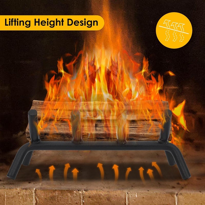 إسكدنيا Fireplace Grate 14inch Heavy Duty - Fireplace Log Holder | Fire Place Grate Cast Iron | Wood Stove Wrought Rack | Firewood Log Fire Pit Tray for Indoor  Outdoor Kindling Tool Camping - Image 4