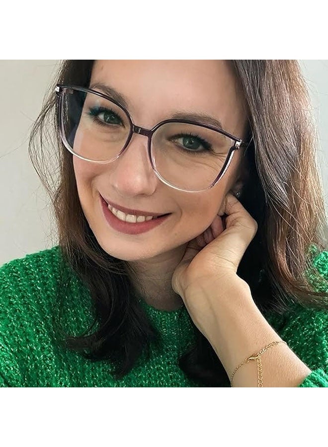 2-Piece Set Blue Light Blocking Glasses,  Cat Eye Glasses Frame For Women With Non-prescription Lens（Glasses + Glasses Case） - Image 5