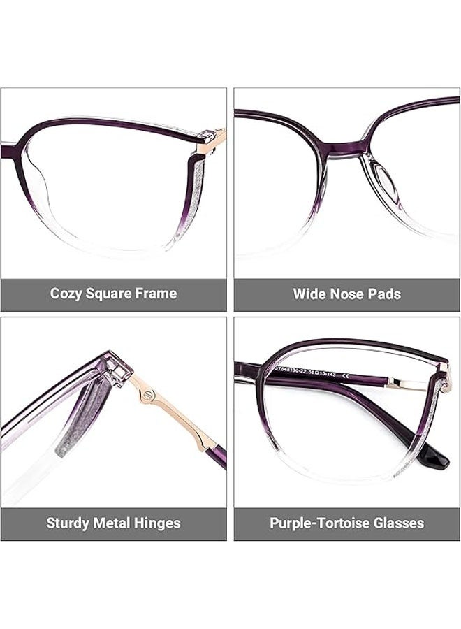 2-Piece Set Blue Light Blocking Glasses,  Cat Eye Glasses Frame For Women With Non-prescription Lens（Glasses + Glasses Case） - Image 2