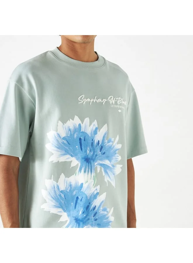 لي كوبر Lee Cooper Printed T-shirt with Short Sleeves and Crew Neck