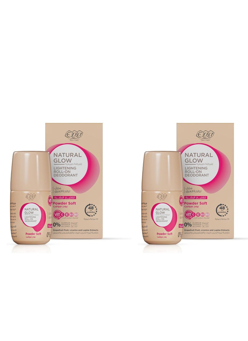 Eva Eva Skin Care Natural Glow Lightening Roll-On Deodorant - powder soft 2*60 g  - Image 1