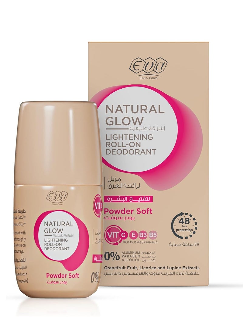 Eva Eva Skin Care Natural Glow Lightening Roll-On Deodorant - powder soft 2*60 g  - Image 2