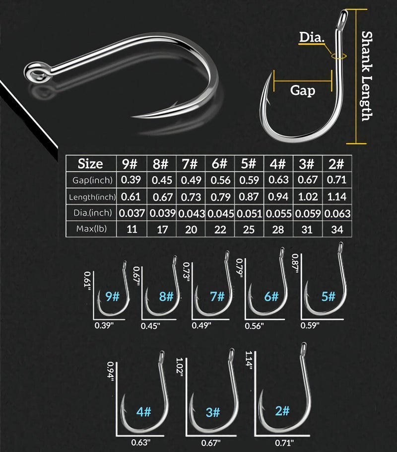 Anmuka Freshwater Saltwater Fish Hooks Bulk Fishing Hooks Set Worm Catfish Hooks Fish Gear Equipment Supplies(400 PCS) - Image 3
