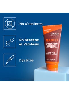 Mando Mando Whole Body Deodorant - Mini Travel Size Invisible Cream Tube - 72 Hour Odor Control - Aluminum and Baking Soda Free, Skin Safe - .5 oz (Pack of 2) (Bourbon Leather)  - Image 3