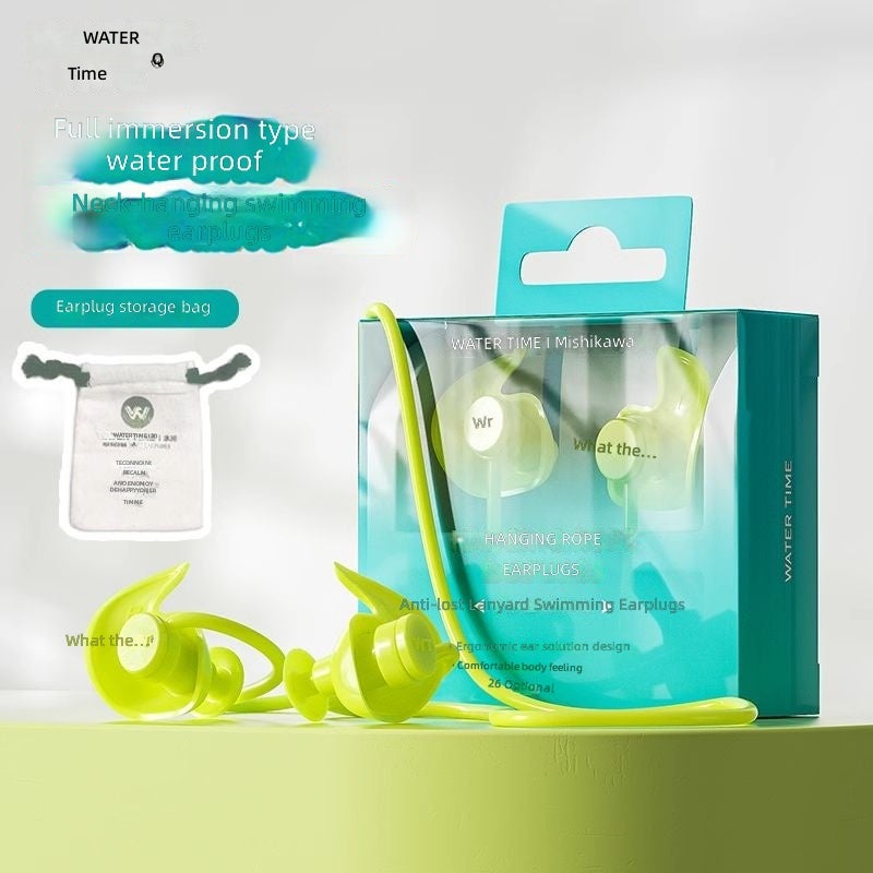 WATERTIME سدادات أذن للسباحة من واترتايم – مقاومة للماء من السيليكون للبالغين، غير عازلة للصوت، مانعة للفقدان مع حبل - Image 4